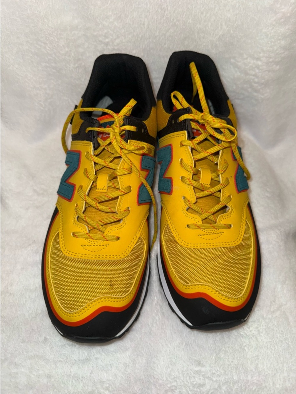 New Balance Men's Sneaker in Yellow with Teal & Black Accents - Picture 2 of 5